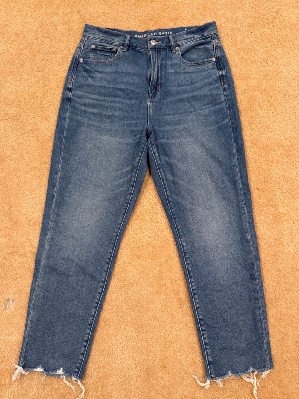 American Eagle Outfitters Cropped High-Rise Jeans - Dark Blue Wash